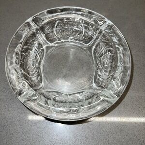 Vintage KIG Indonesian Pressed Glass Rose Pattern Ashtray